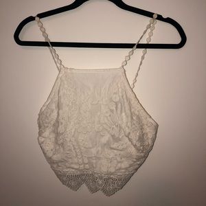 White lace crop top